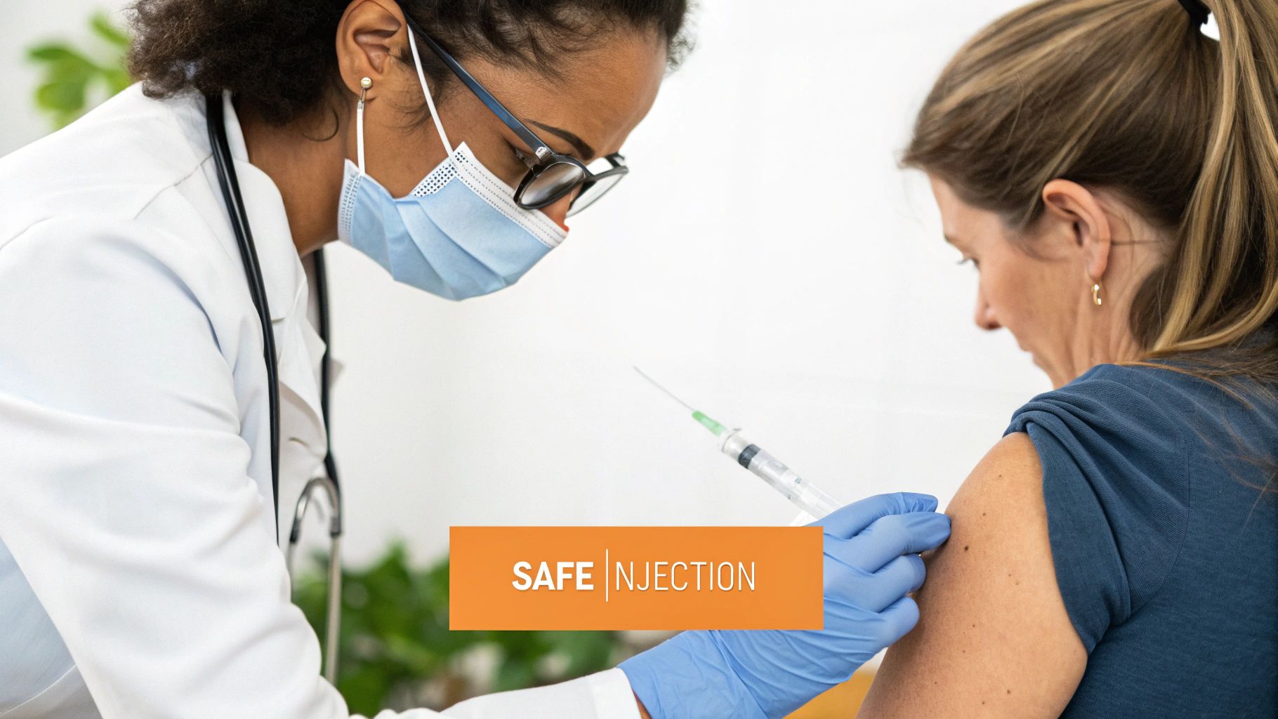 Healthcare professional administering a Vitamin K1 injection to a patient, emphasizing safe injection practices in a clinical setting.