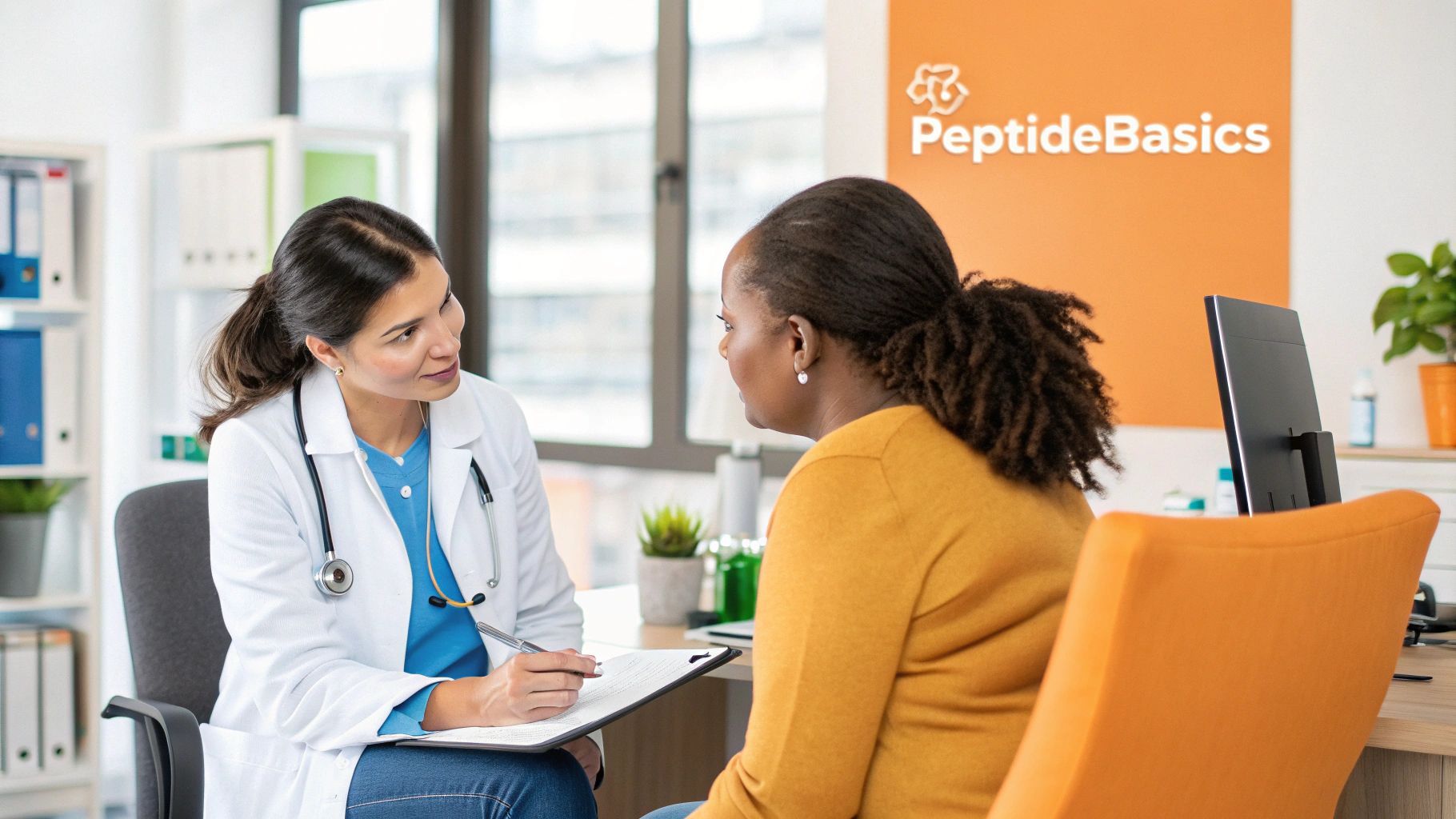 Person holding a vial of peptides, representing a conscious and smart decision about their health