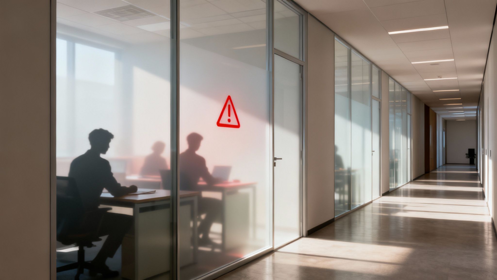 Concepto de gestión de riesgos internos impulsado por IA que muestra la colaboración humana y digital bajo una gobernanza ética y que prioriza la privacidad.