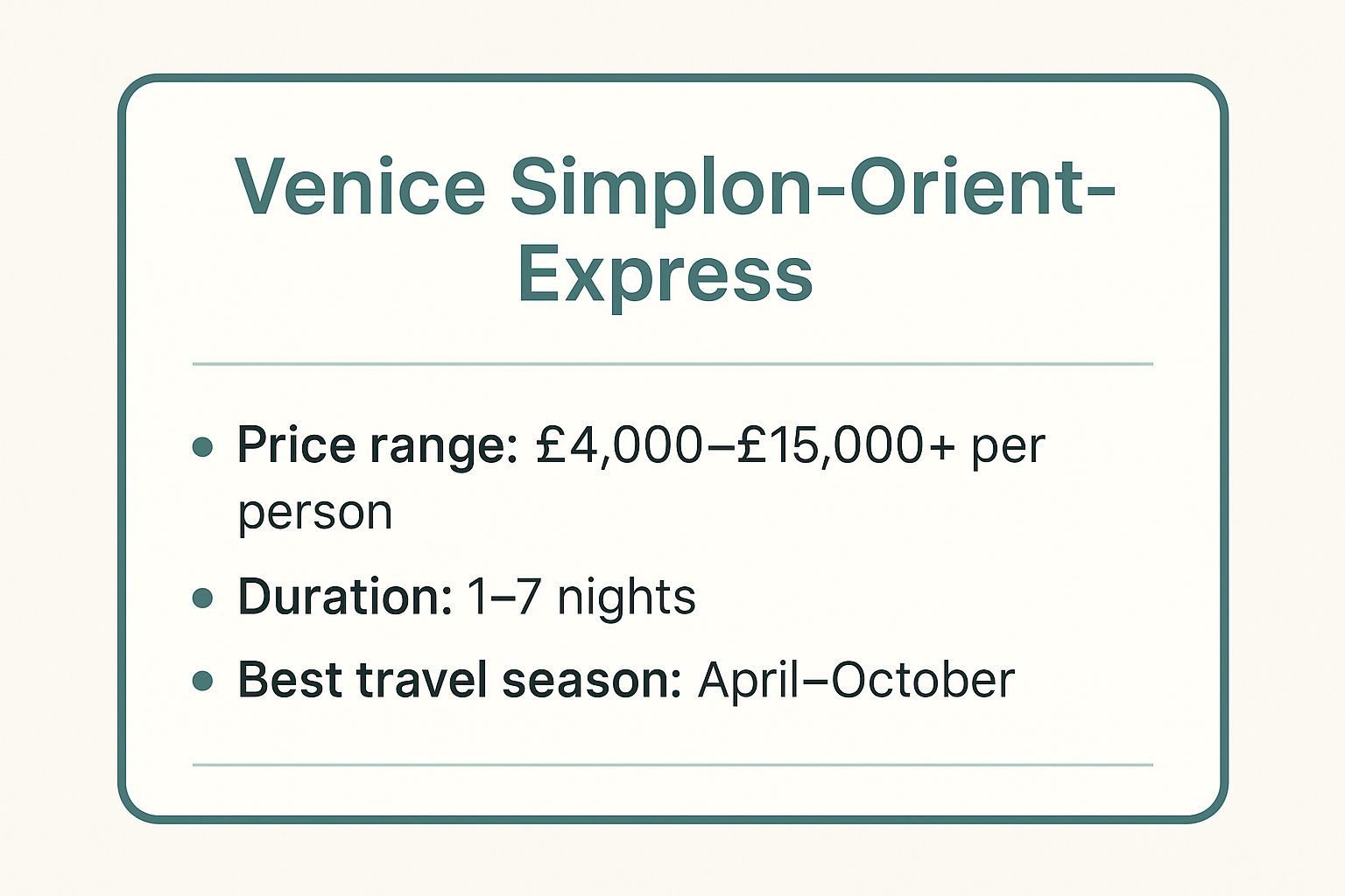 Infographic showing key data about Venice Simplon-Orient-Express