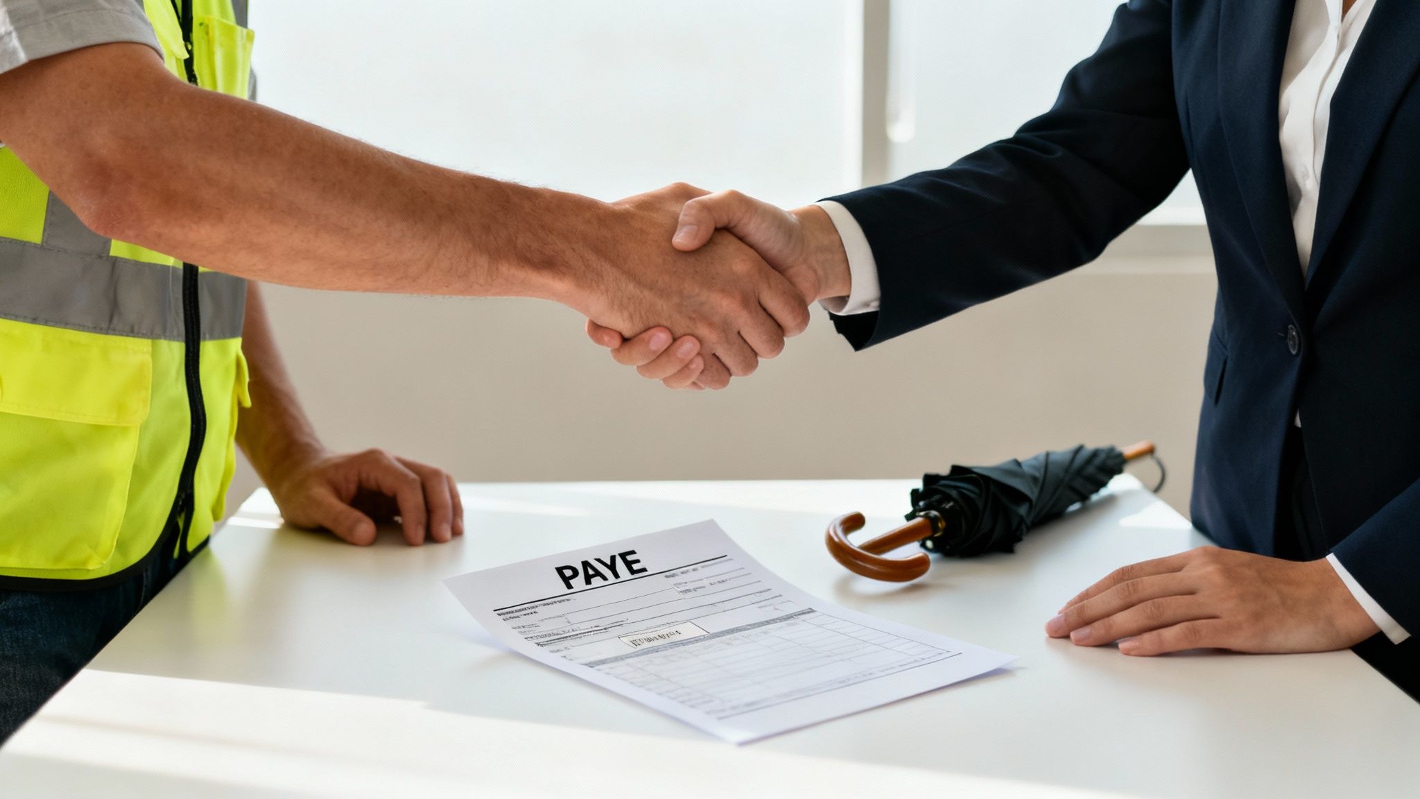 Contractor speaking with an umbrella company representative