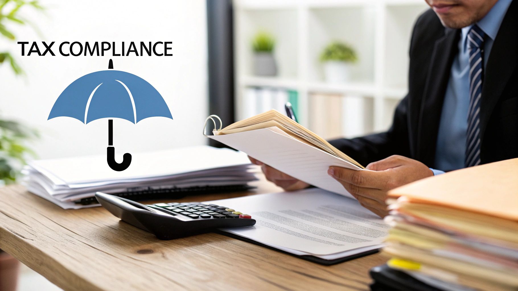 A contractor carefully examining a checklist, representing the process of selecting a compliant umbrella company.