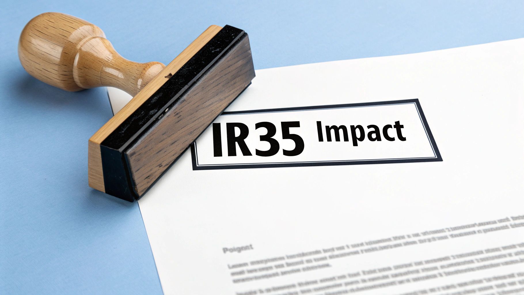 A magnifying glass hovering over the term IR35, indicating scrutiny and importance.