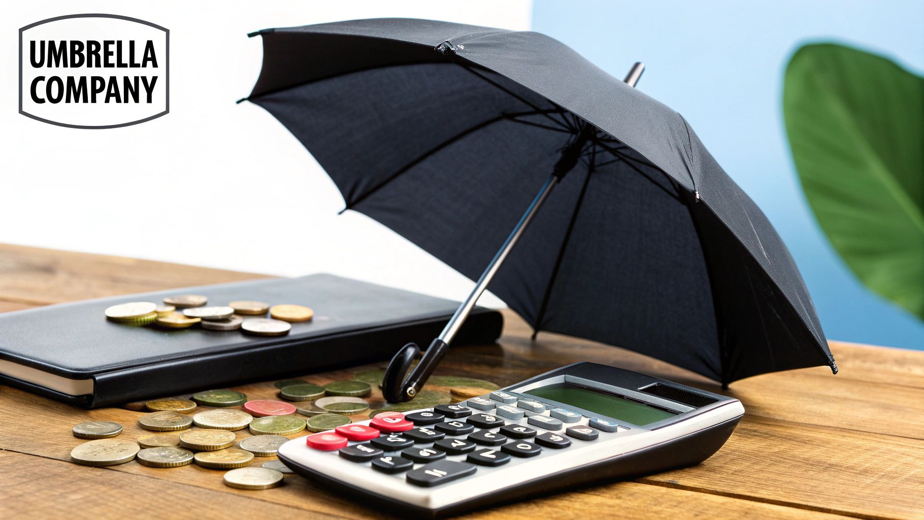 An illustrated breakdown of an umbrella company payslip showing various deductions.