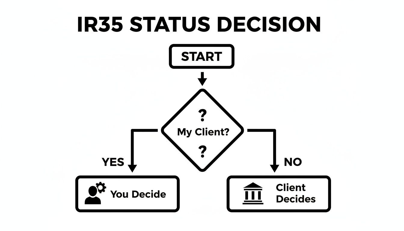 Flowchart illustrating the IR35 status decision process for clients.