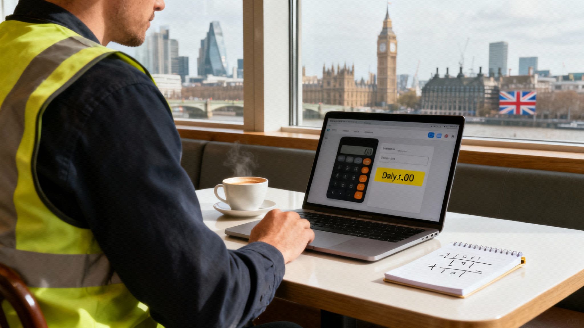 A modern office setting with professionals collaborating, representing the dynamic UK contractor market