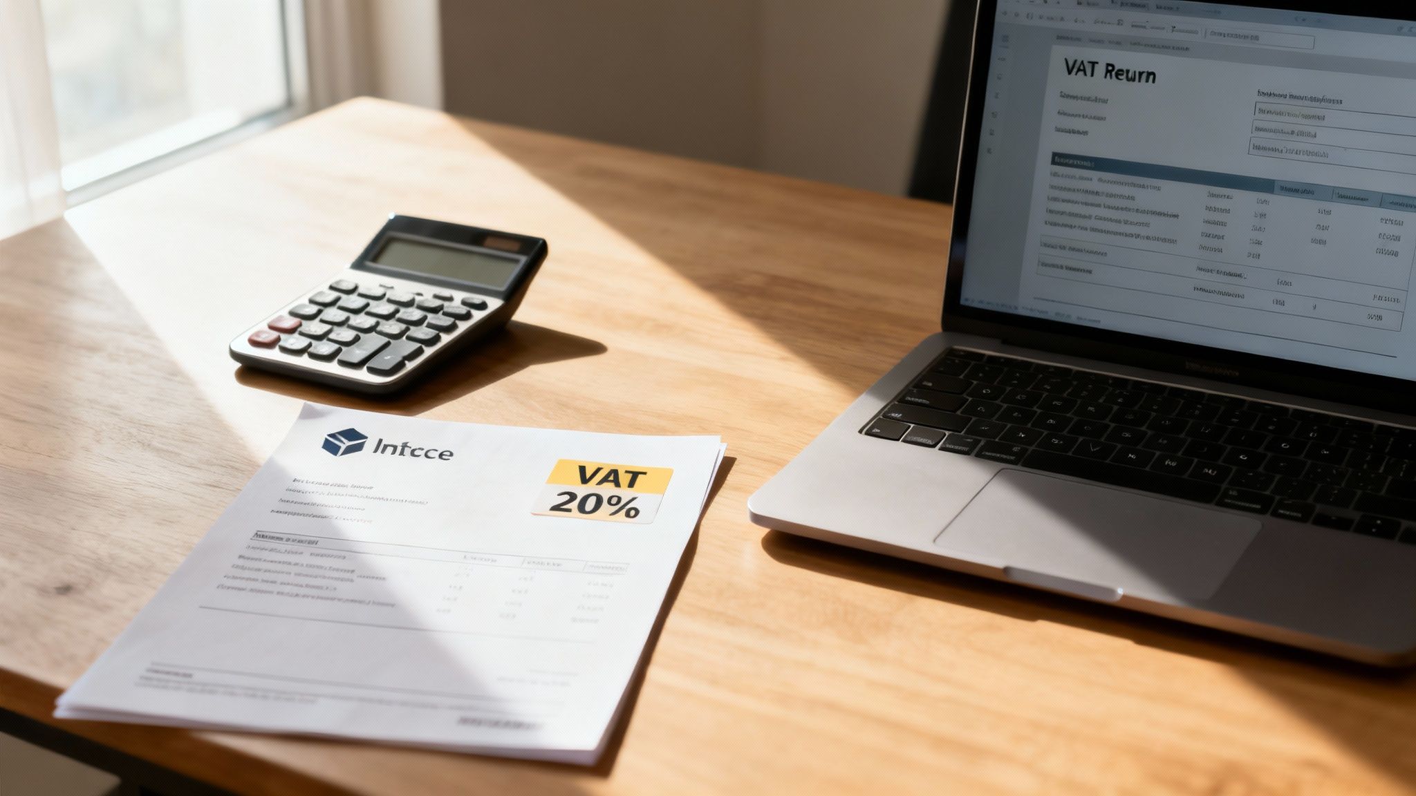 A contractor reviewing invoices and financial documents at a desk