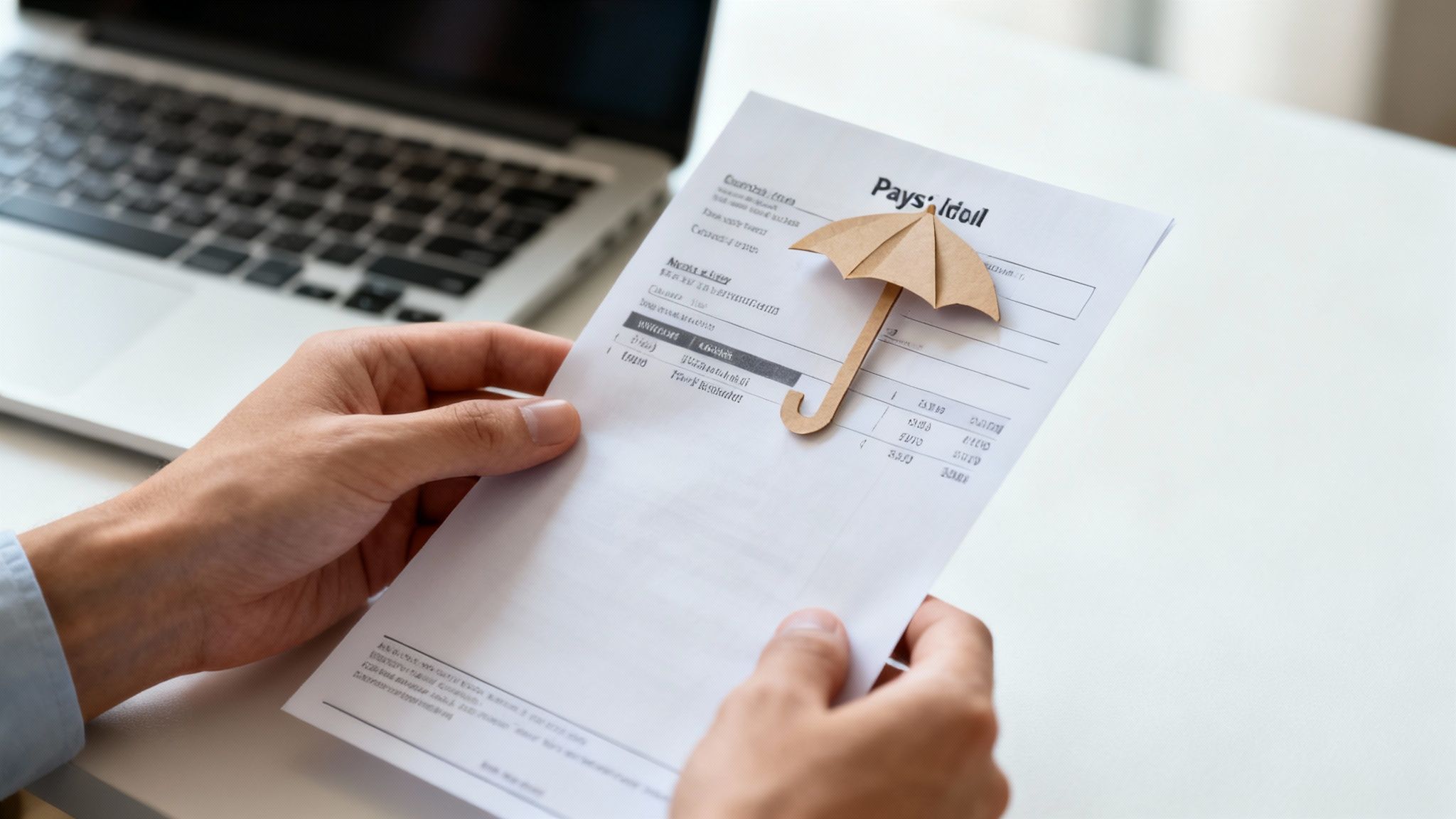 A person signing a contract on a clipboard, symbolising the agreement with an umbrella company.