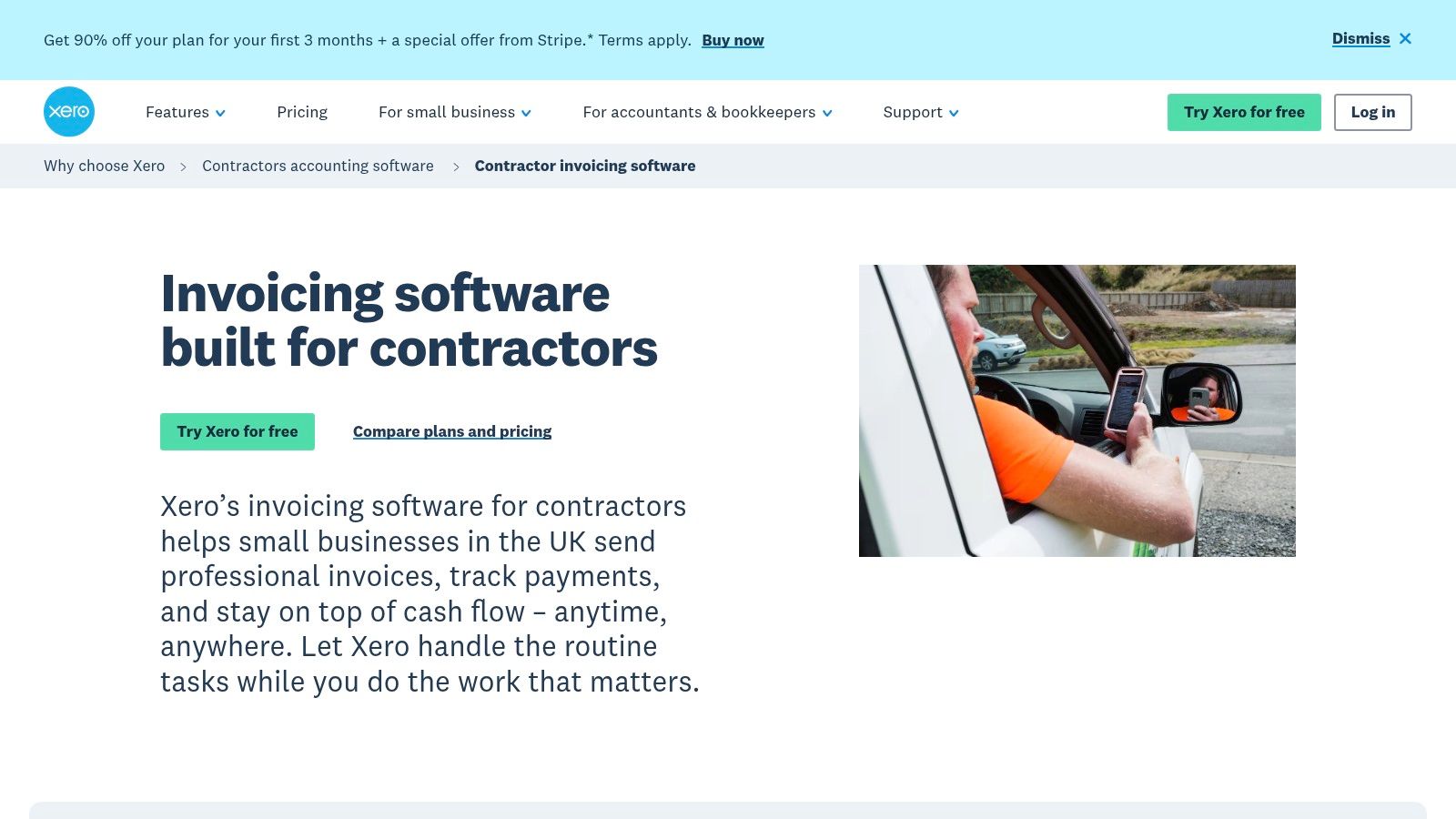 A screenshot of the Xero dashboard showing key business metrics like bank accounts, invoices owed, and bills to pay.