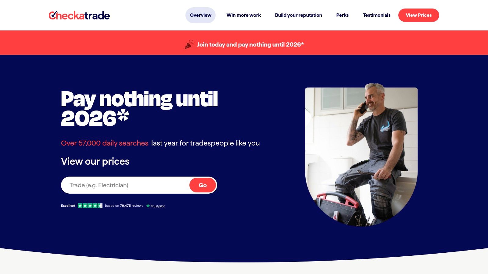 Checkatrade platform displaying a member's profile and reviews