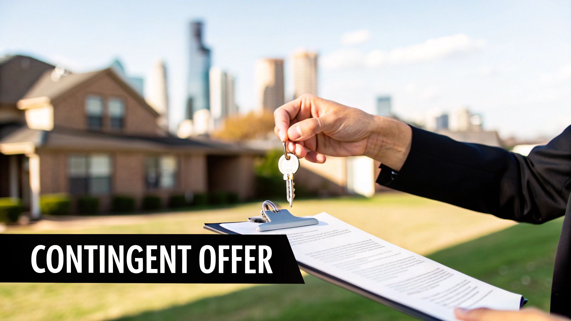 Real estate agent showing a house to a client in Dallas