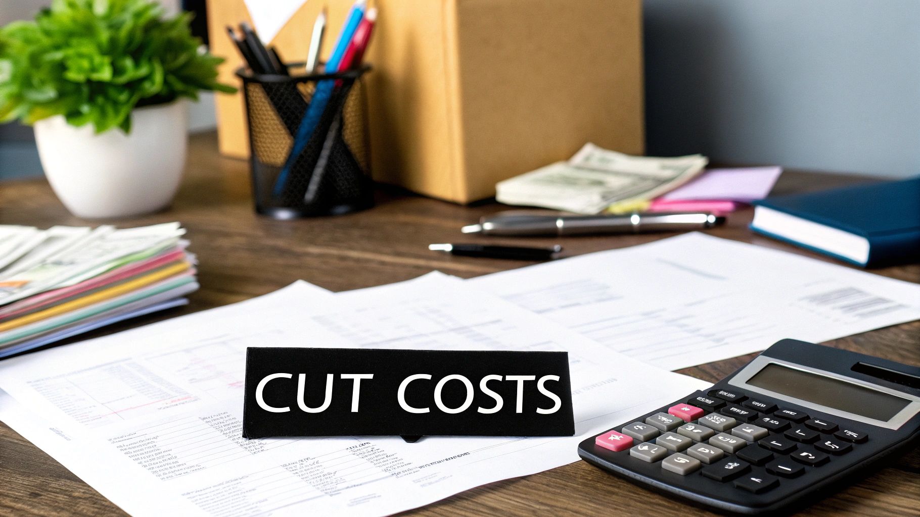 A person working on their budget with a laptop and notebook, representing planning for Dallas living expenses.