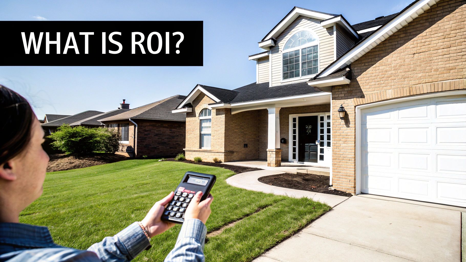 Woman using a calculator to figure out her property's return on investment. How to Calculate Return on Investment Property