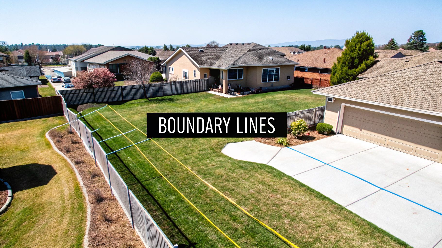 A detailed property survey showing boundary lines and structures. Read Property Survey in Dallas,