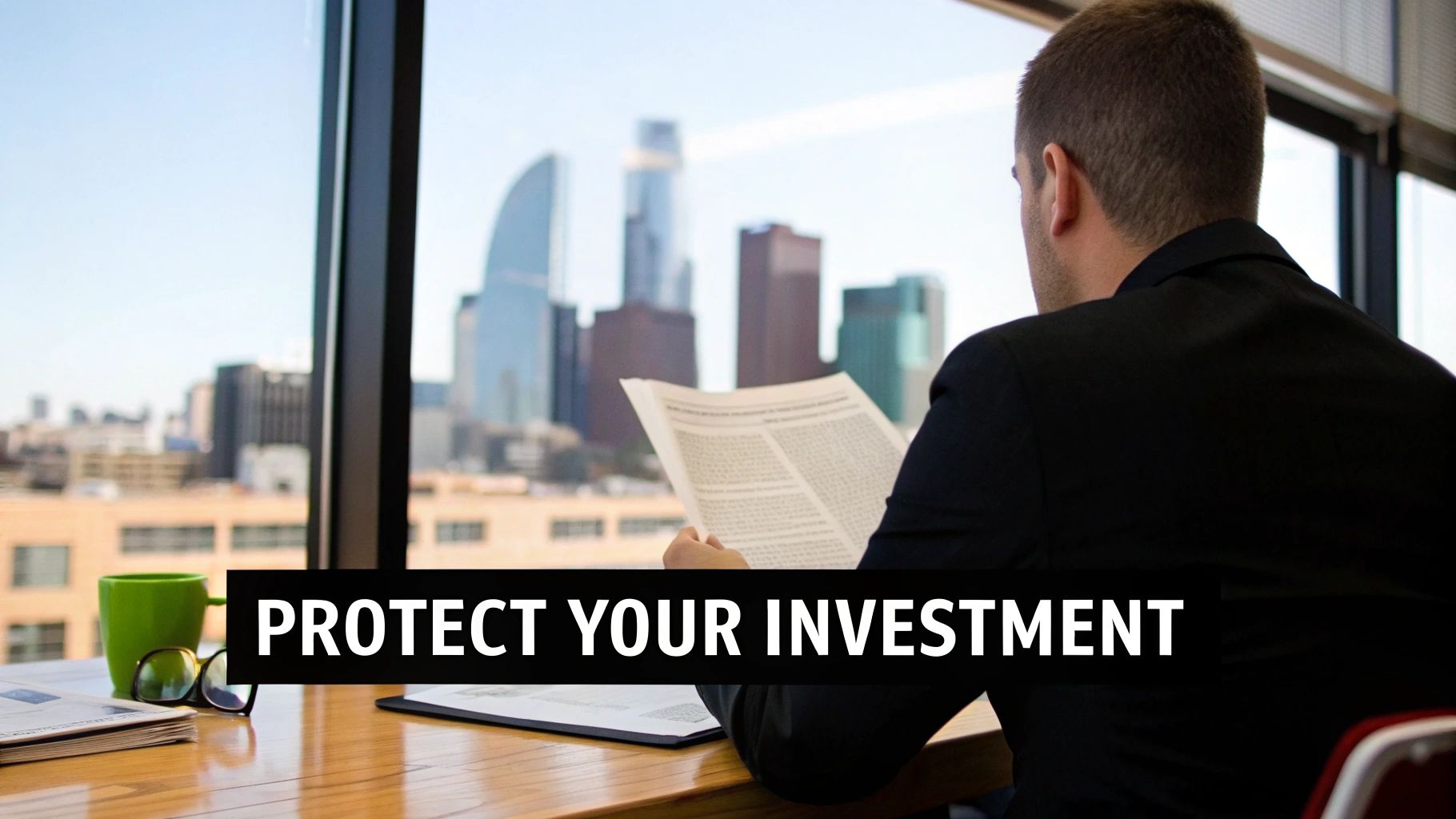 A Dallas real estate agent reviewing documents with a client in an office setting.