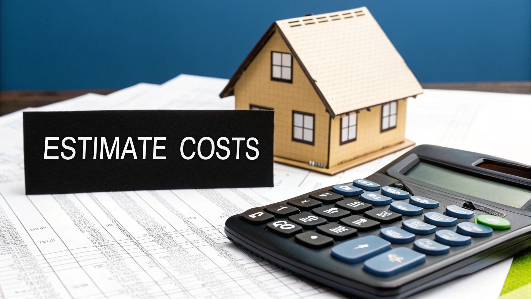 A person using a calculator to figure out mortgage costs in their Dallas home.