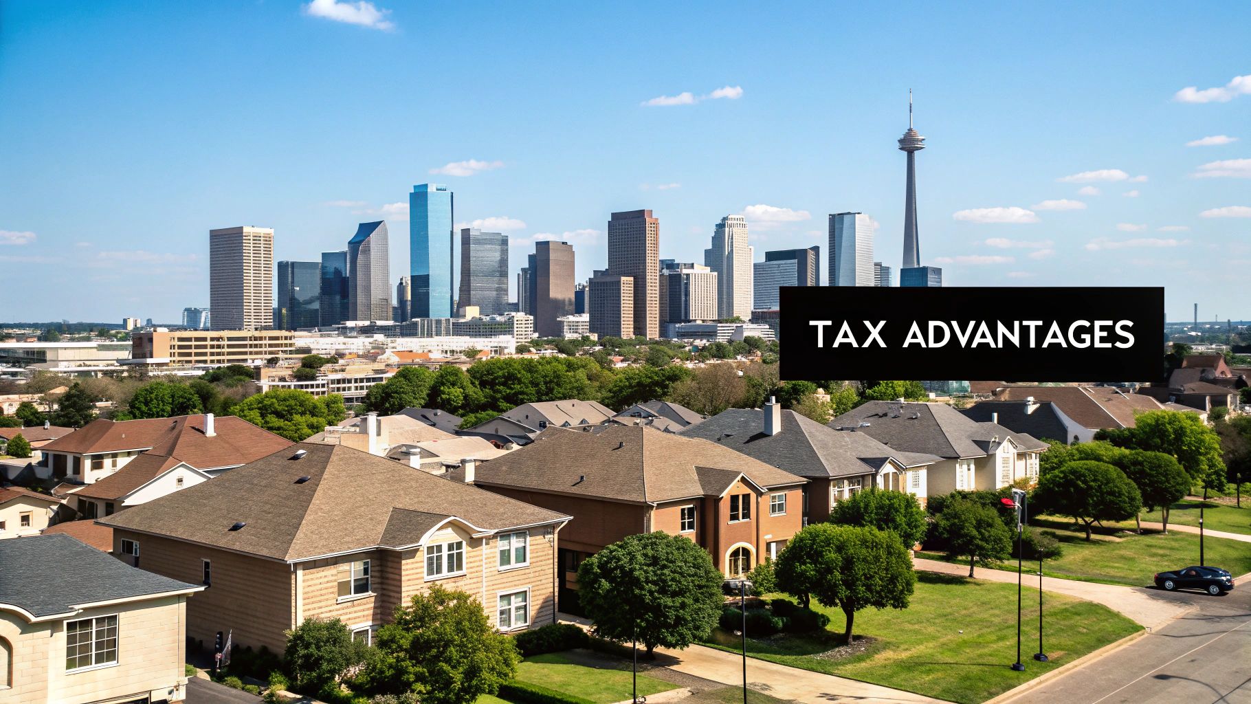 Skyline view of Dallas, Texas, representing real estate investment opportunities, Real Estate Investment Tax Benefits