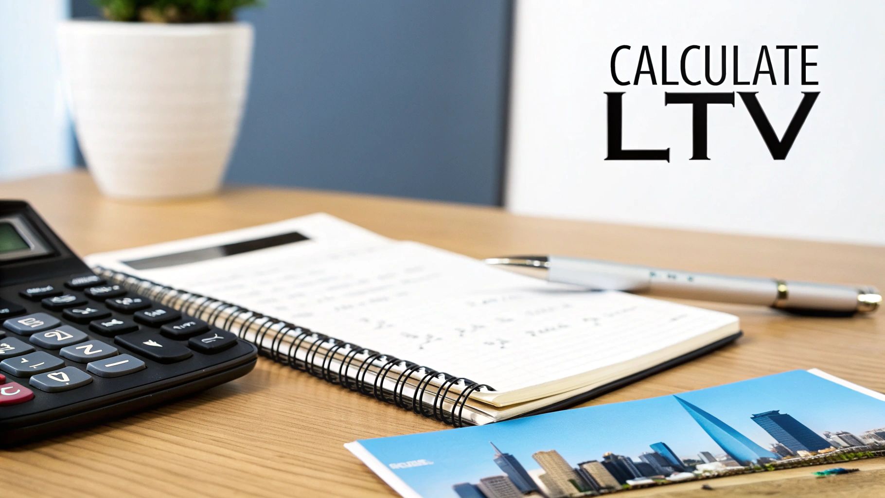 A close-up of a calculator and pen on top of house blueprints. What Is Loan to Value Ratio