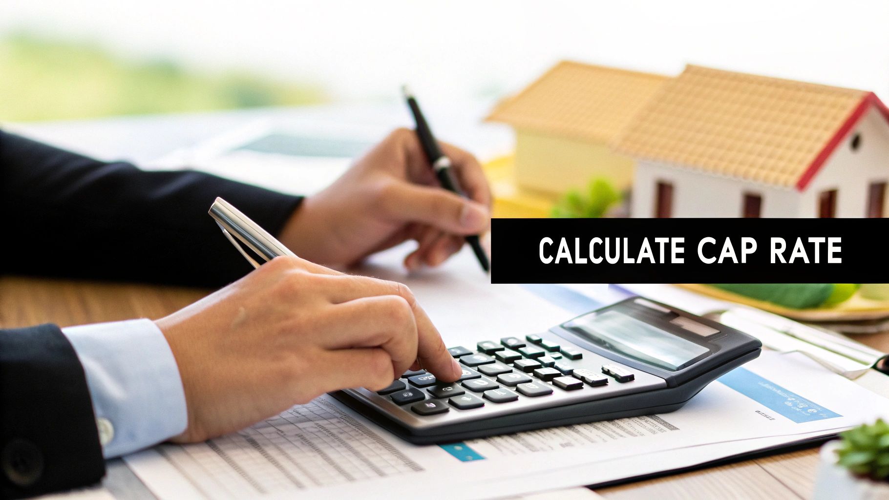 Dallas skyline with calculation elements overlaid