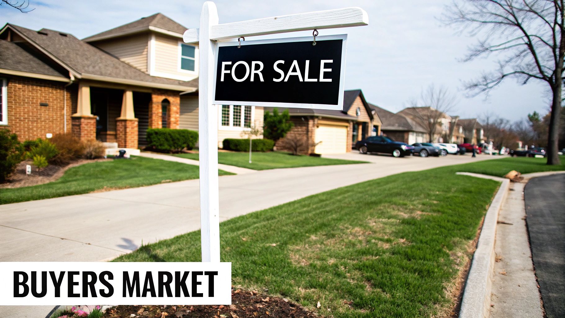 Two individuals shaking hands over a table with house keys and documents, set against a blurred background of a modern Dallas neighborhood. Dallas Buyers or Sellers Market