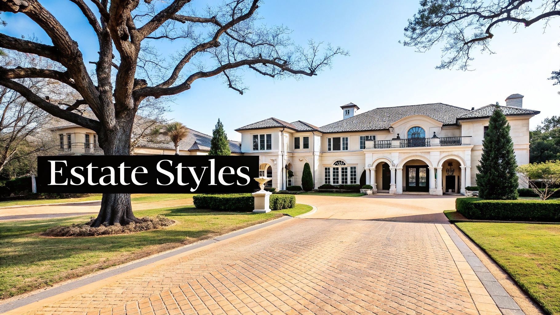 A grand Preston Hollow estate with a circular driveway and manicured lawns