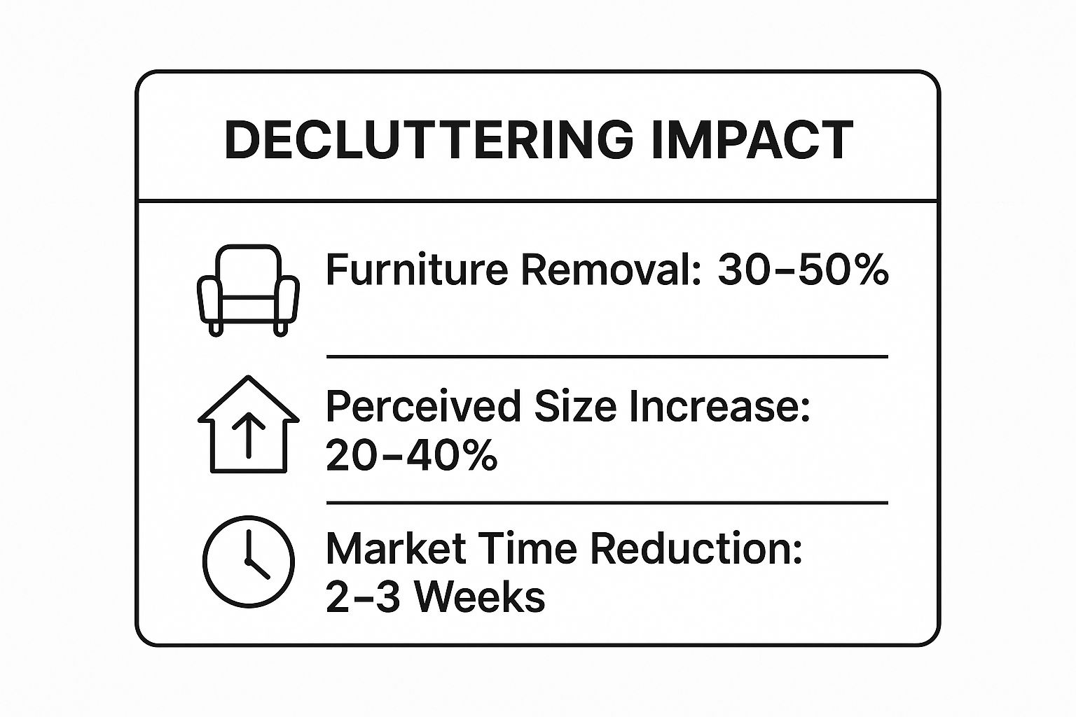 Infographic showing key data about the impact of decluttering a home for sale. Preparing Home for Sale Checklist