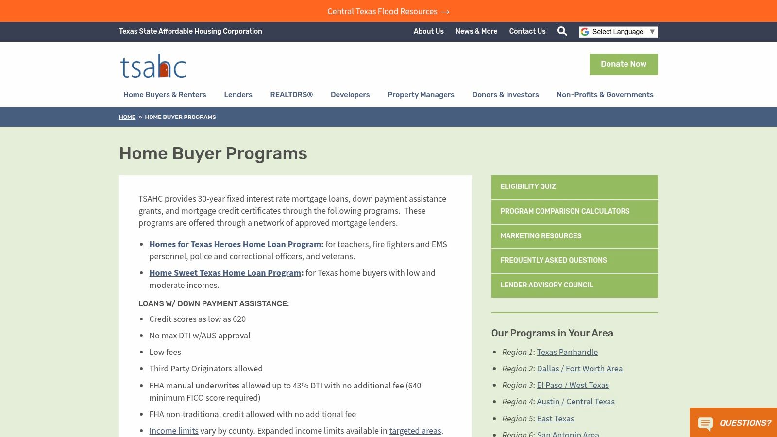 Texas State Affordable Housing Corporation (TSAHC), Buyer Grants for Dallas
