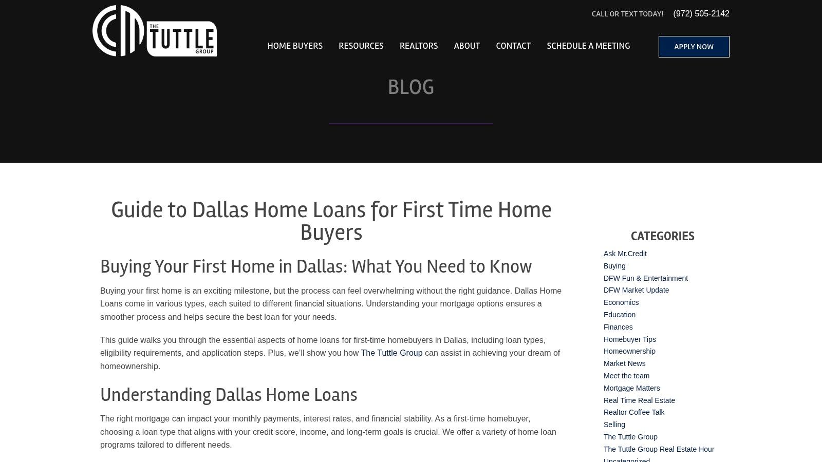 The Tuttle Group – Guide to Dallas Home Loans for First-Time Home Buyers, Dallas Texas Lenders