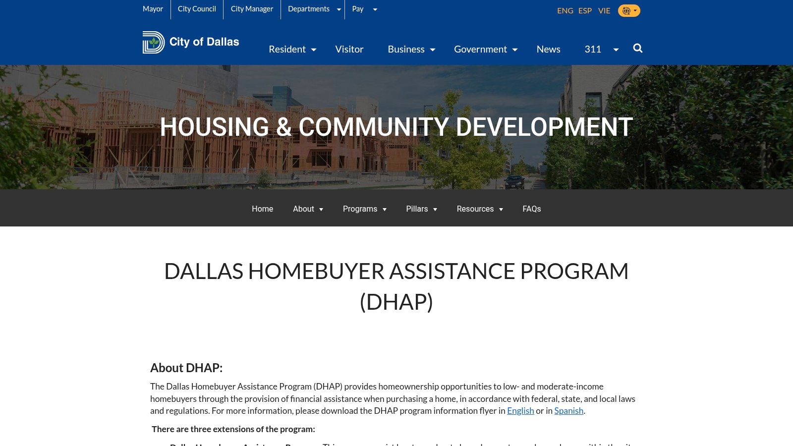 City of Dallas Homebuyer Assistance Program (DHAP)