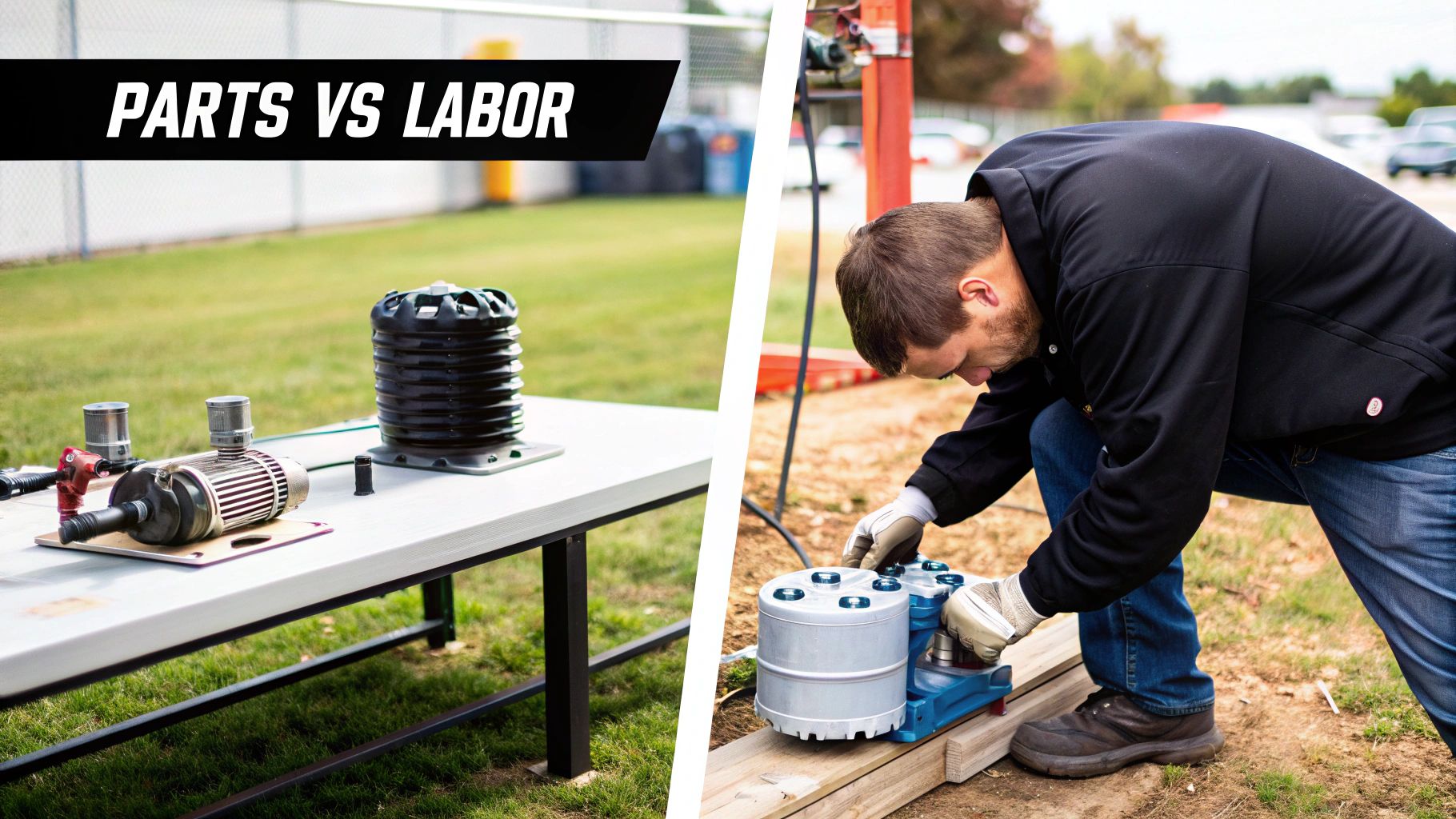 A professional technician inspects a well water pump system.