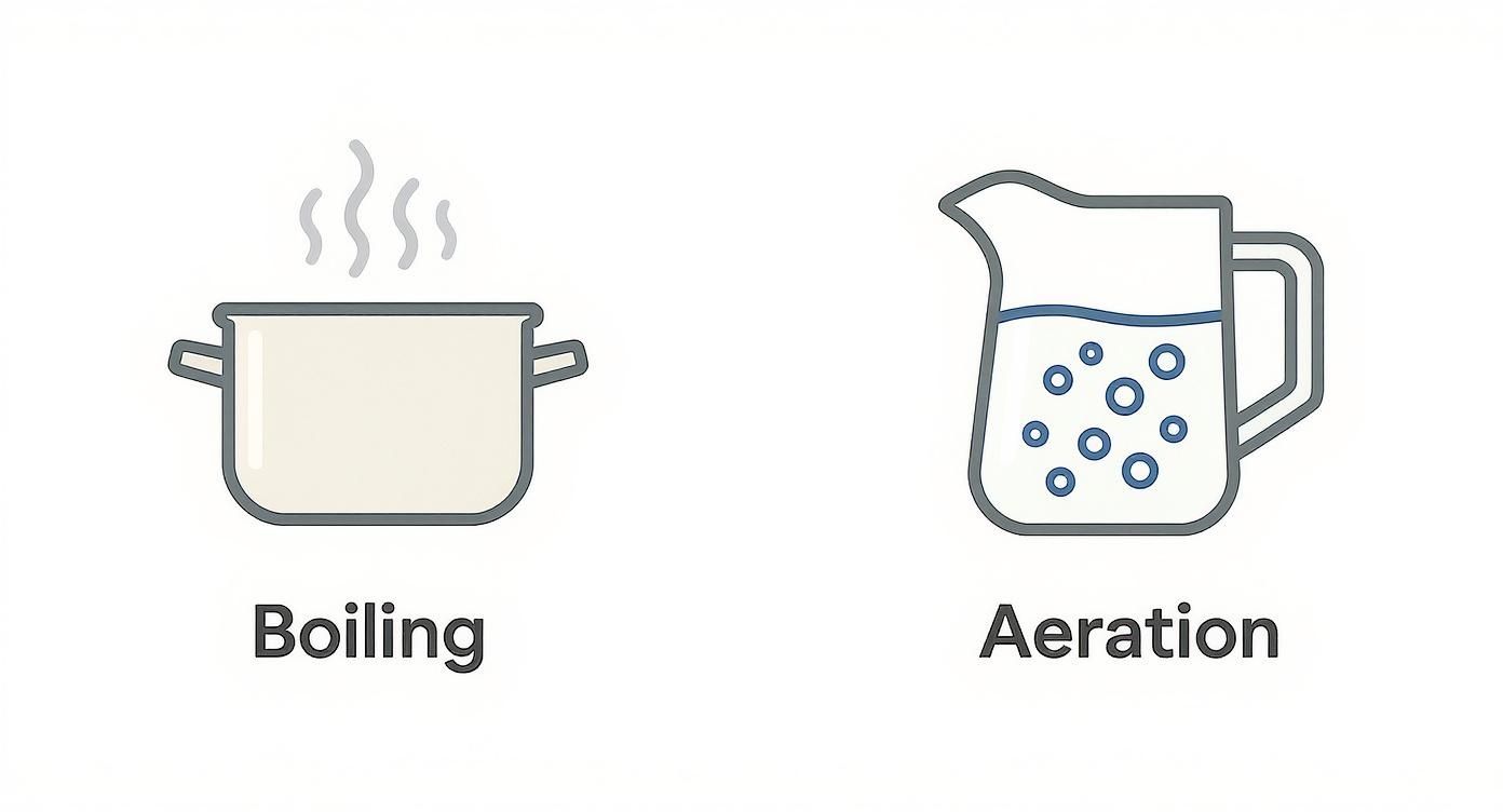 Infographic about how to remove chlorine taste from water