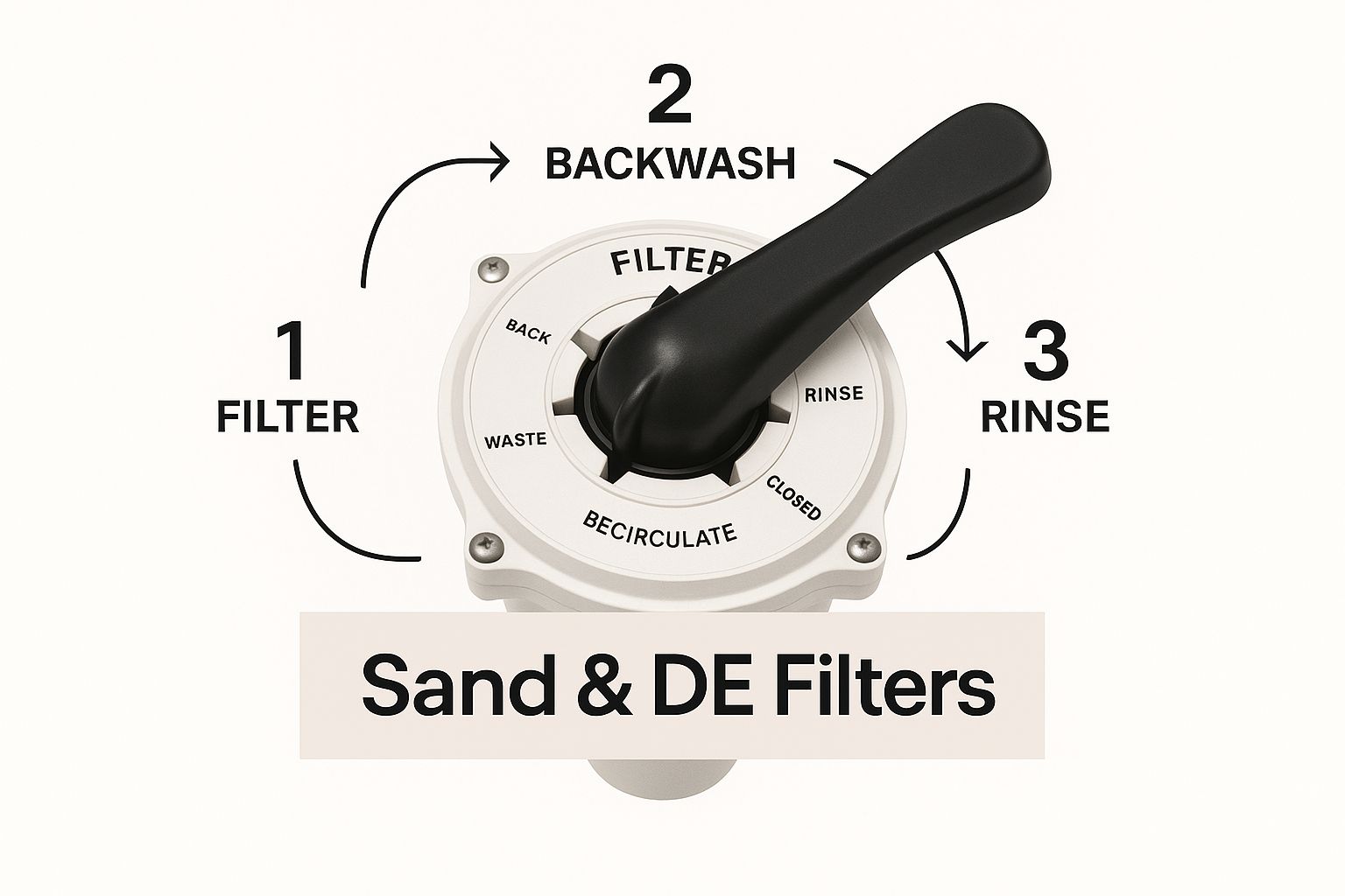 Infographic about how to backwash pool filter