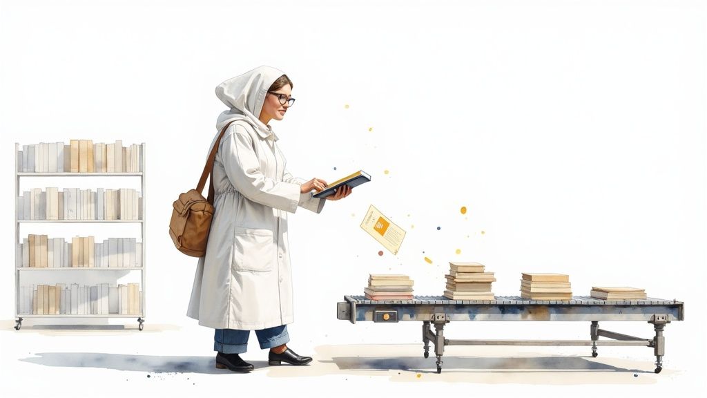 A help desk agent efficiently managing automated support tickets on a computer screen.