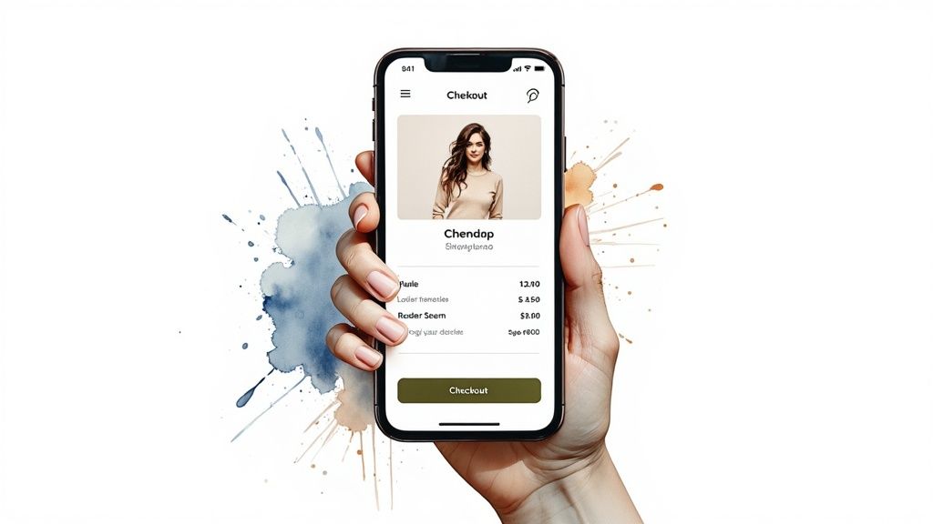 A person shopping on their smartphone with a clean, user-friendly interface.