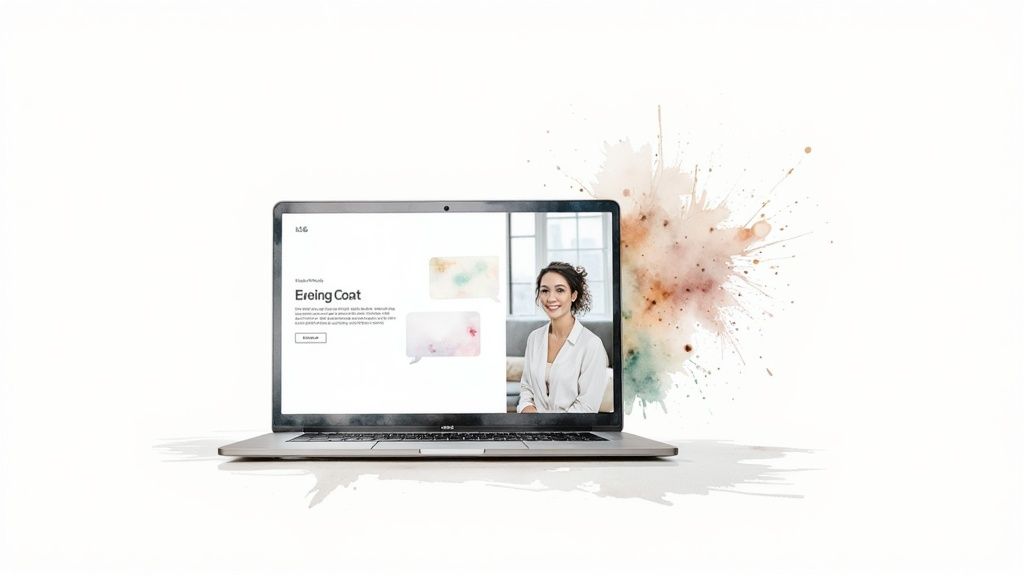 A modern chatbot interface on a laptop screen, symbolizing digital marketing engagement.