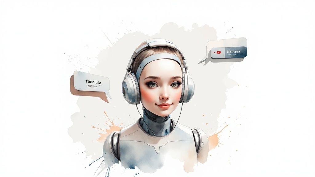 A person customizing a chatbot's appearance and personality on a computer screen.