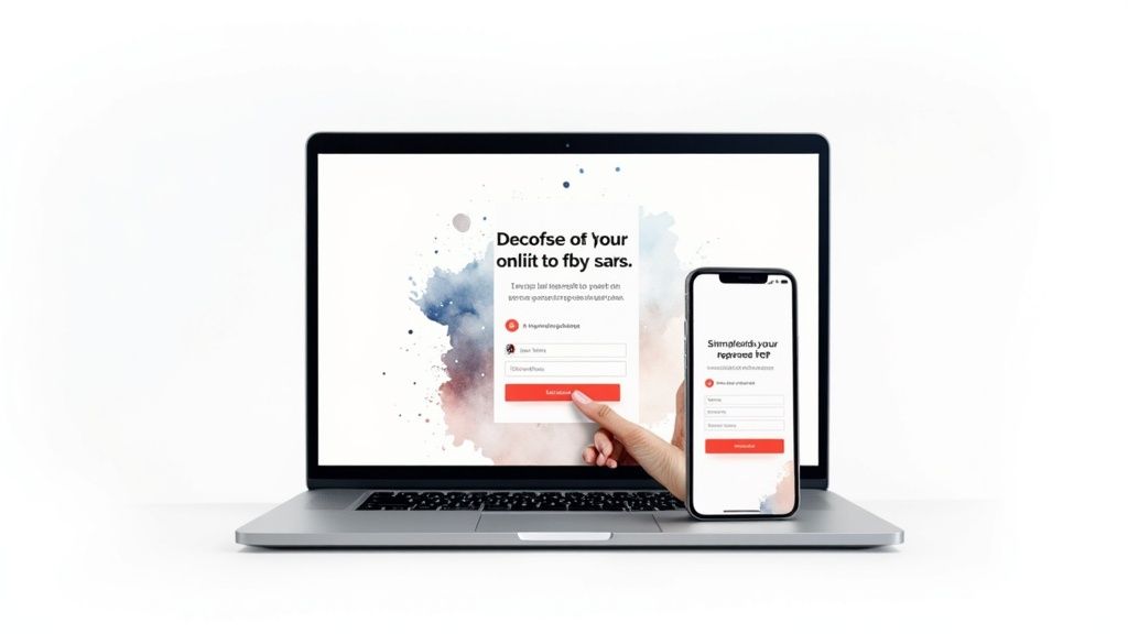 A person working on a laptop, analyzing user experience design elements on a website.