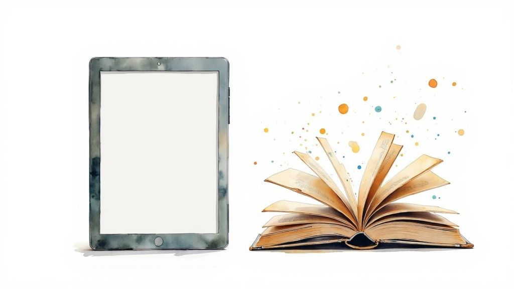 A child holding a professionally printed hardback storybook