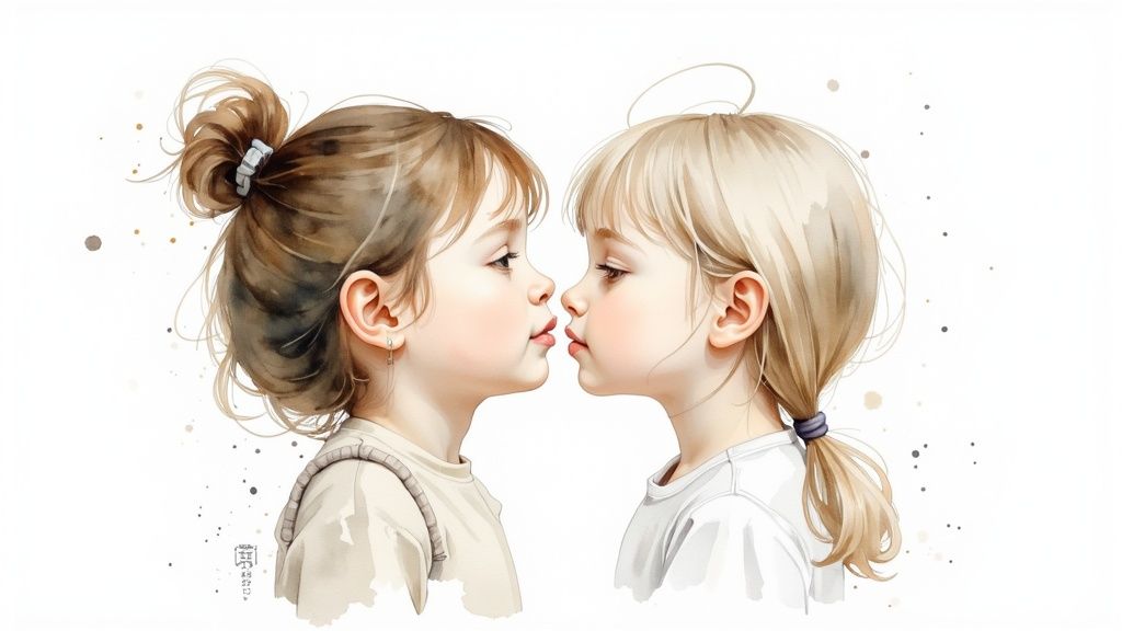 AI-generated storybook illustration showing a diverse group of kids as characters in a fantasy setting.