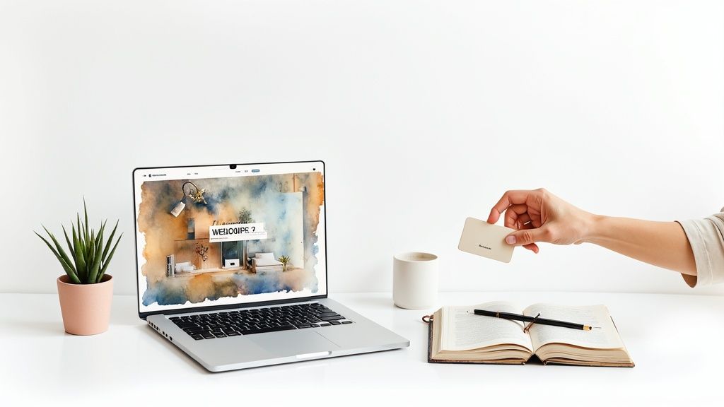 Illustration of a digital magnet pulling in leads from a website