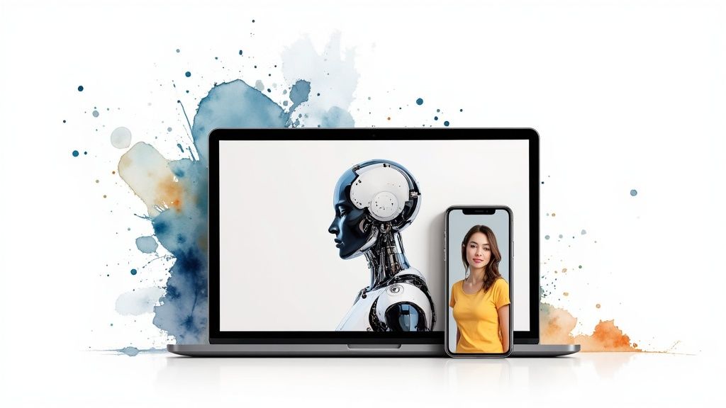 A person interacting with a chatbot on a laptop screen, symbolizing modern customer engagement.