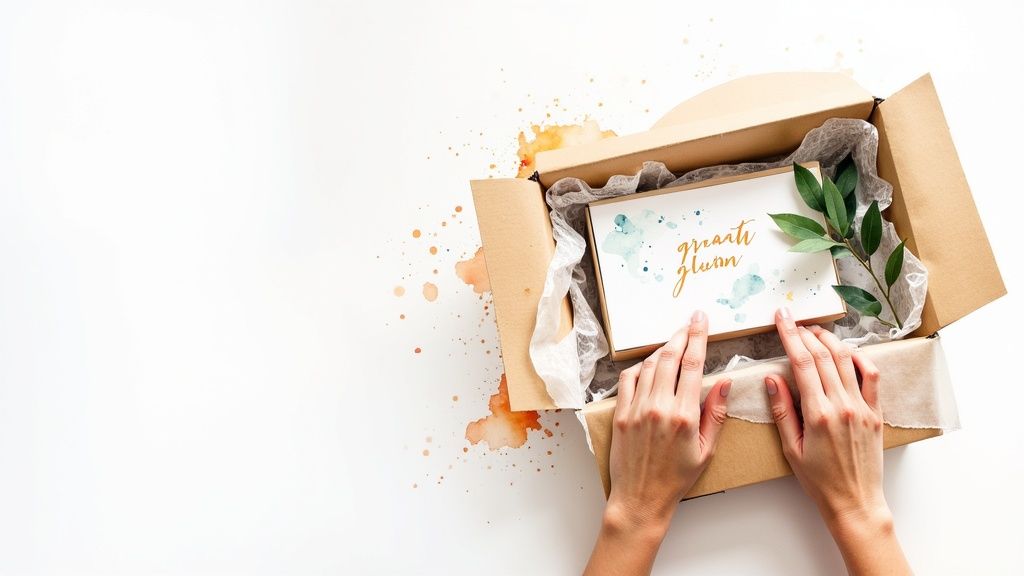 High-end product packaging being unboxed by a happy customer.