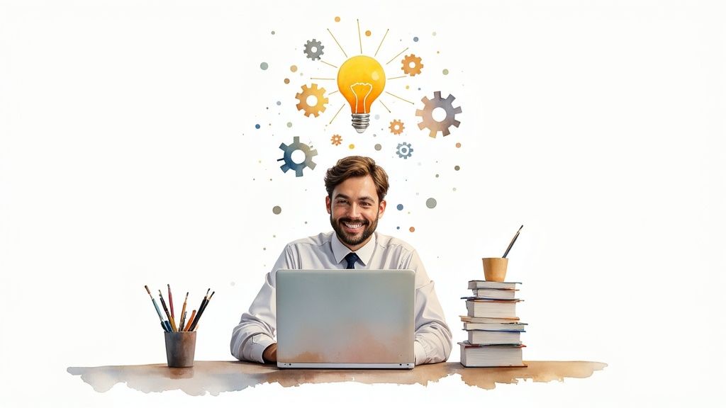 An abstract image showing interconnected nodes and flowing data, representing the concept of automation and workflow efficiency.