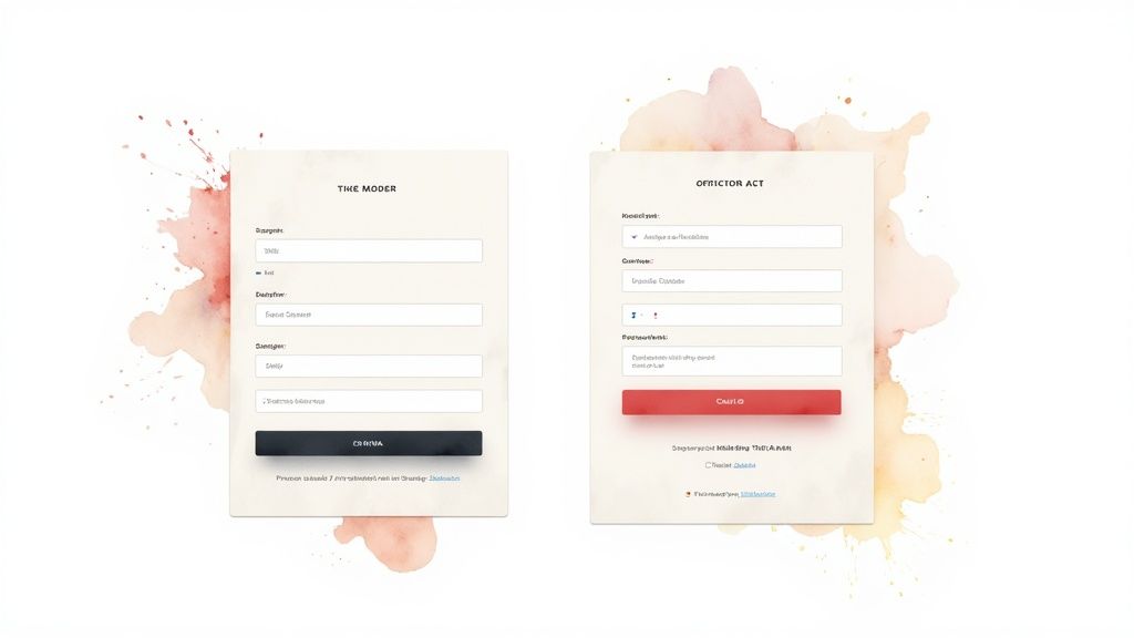 A sleek lead capture form design on a tablet, showcasing a single-column layout, contrasting CTA button, and ample white space for a clean user experience.