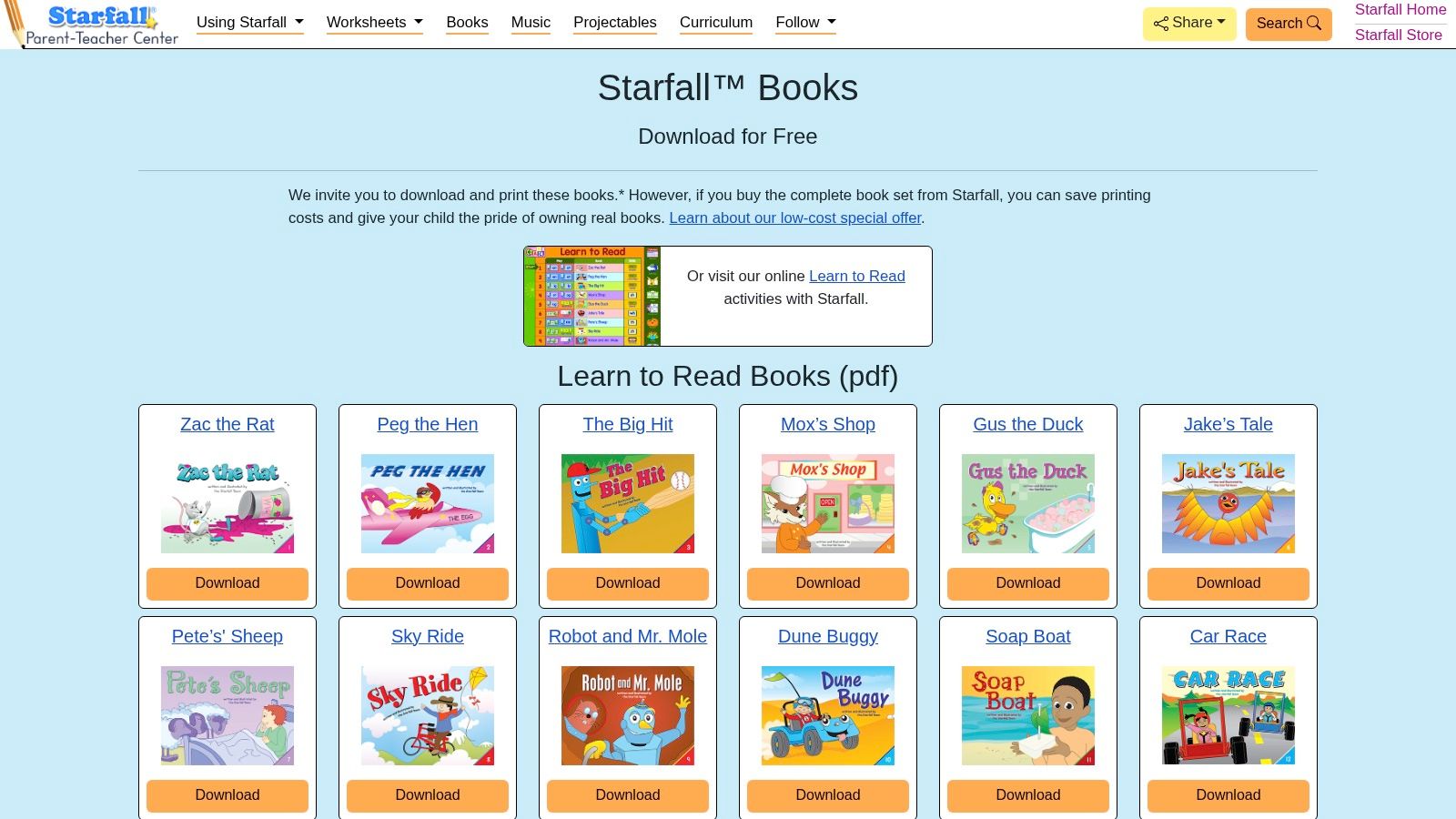 Starfall (Books + Free PDFs)