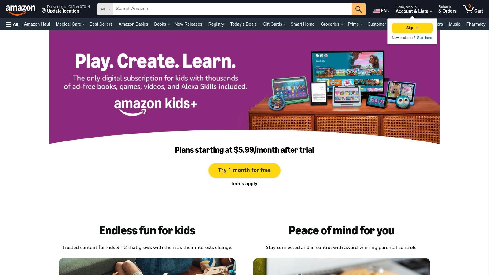 Amazon Kids+ and Amazon Appstore