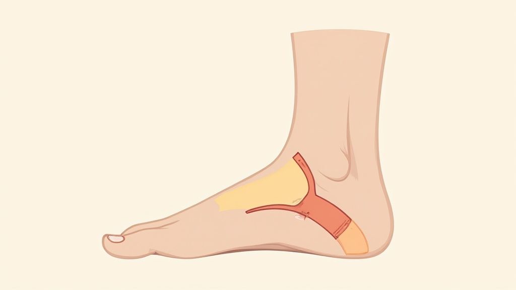 A person icing their heel to relieve plantar fasciitis pain.