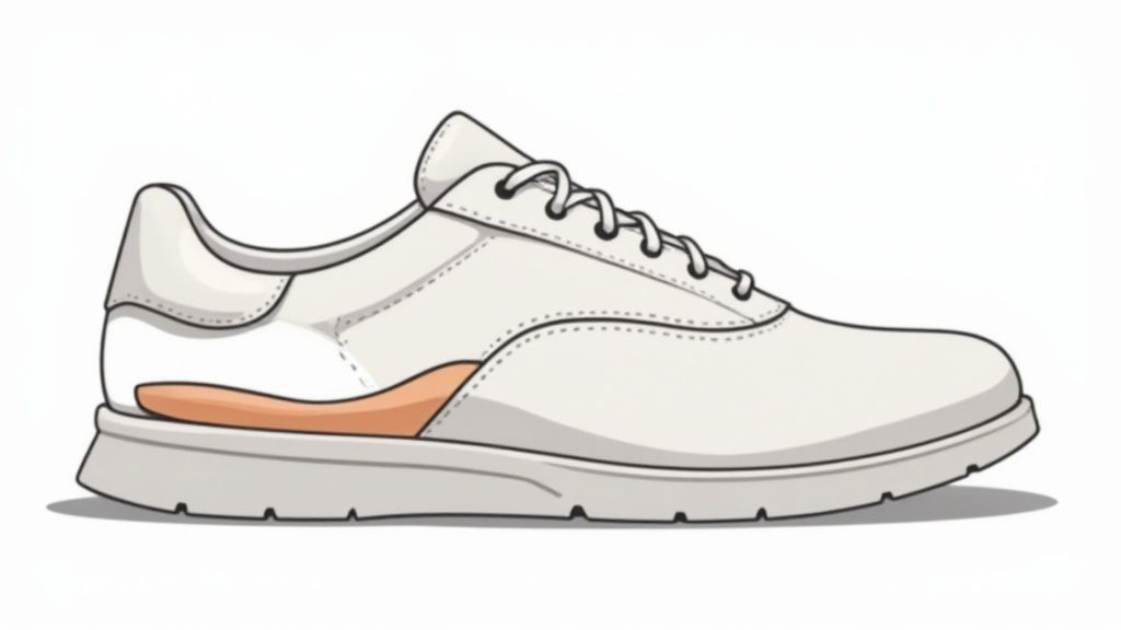 An illustration of the foot's anatomy showing how high arches or flat feet can stress the plantar fascia.