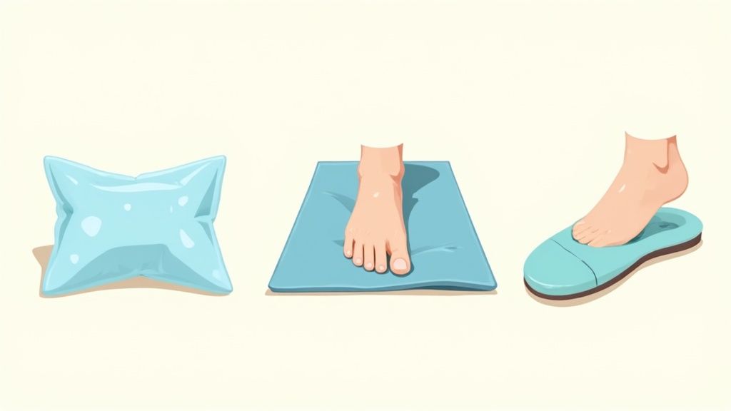 Someone stretching their foot to relieve plantar fasciitis pain.