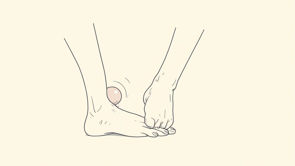 A person doing a calf wall stretch to help with plantar fasciitis.